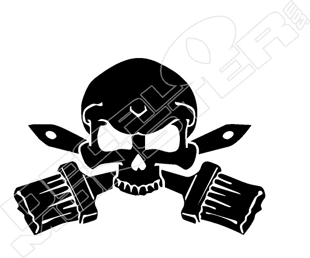 Paint Brush Skull and Crossbones Decal Sticker