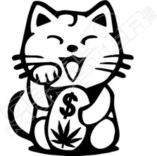Lucky Fortune Marijuana Cat Decal Sticker