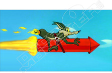 Wile E Coyote Riding Rocket Decal Sticker