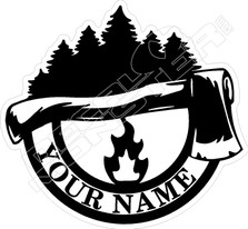 Axe Forest Camping Personalized Decal Sticker