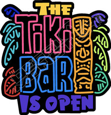 Tiki Bar Open Hawaii Decal Sticker