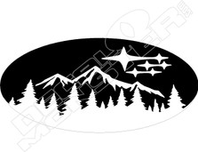 Subaru Oval Logo Mountains Decal Sticker
