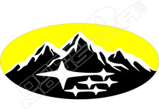 Subaru Oval Logo Mountains2 Decal Sticker