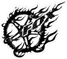 Fox Flaming Sprocket Motorcycle Decal Sticker