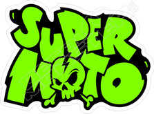 Super Moto Skull Crossbones Motorcycles Decal Sticker