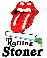 Rolling Stoner Lips Weed Decal Sticker