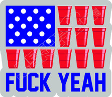 Beer Pong USA Flag Fuck Yeah Drinking Beer Decal Sticker