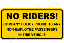 No Riders Company Policy Attention Decal Sticker