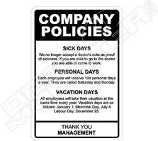 Company Policies Management Decal Sticker