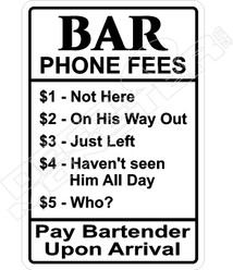 Bar Phone Fees Decal Sticker