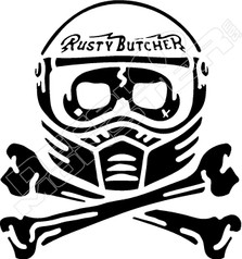 Rusty Butcher MX Skull and Crossbones Decal Sticker