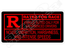 R Rated For Race Decal Sticker
