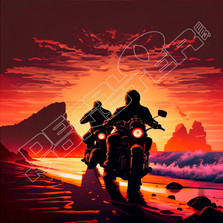 Harley Riders On Beach Decal Sticker