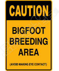 Caution Bigfoot Breeding Area Decal Sticker