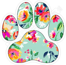 Floral Dog Cat Paw Decal Sticker