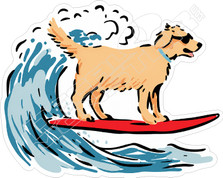 Surfing Dog Decal Sticker
