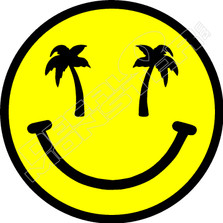 Happy Face Palm Trees Decal Sticker