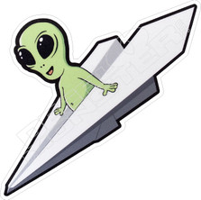 Alien Paper Airplane Decal Sticker