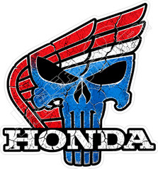 Honda Motorcycle Punisher Skull Stone Decal Sticker