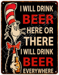 Drink Beer Here There Decal Sticker