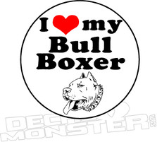 I Love My Bull Boxer Pet Decal DM