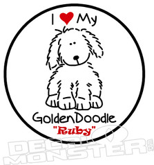 I Love My Golden Doodle Pet Decal DM