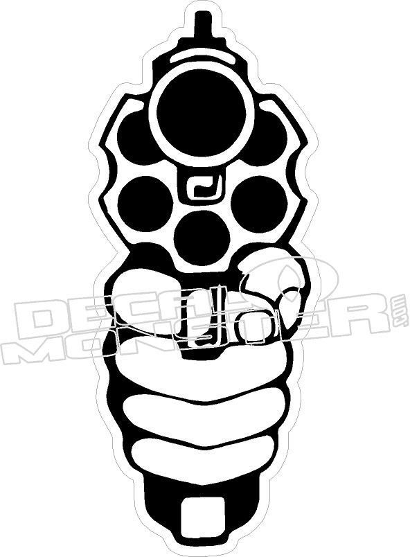 Revolver Hand Gun - Cool Decal - DecalMonster.com