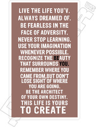 Live Life Dreamed Of Decal Sticker