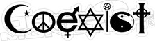 Coexist All Religions Decal Sticker 