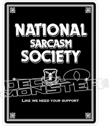 National Sarcasm Society Decal Sticker