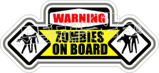 Warning Zombies On Board Decal Sticker