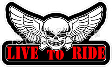 Live To Ride Wing Skull Decal Sticker