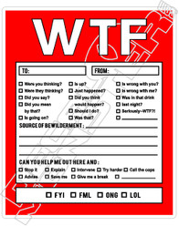 WTF Note Decal Sticker
