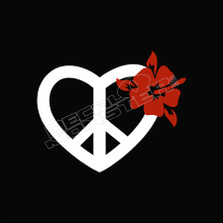 Heart Peace Sign Hibiscus Decal Sticker