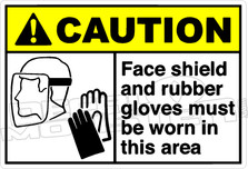 Caution 091H - Face shield and rubber gloves must be worn 