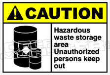 Caution 124H - Hazardous waste storage area unauthorize