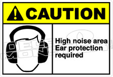 Caution 128H - Hearing protection required in this area 