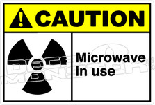 Caution 182H - microwave in use