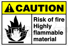 Caution 245H - risk of fire highly flammable material
