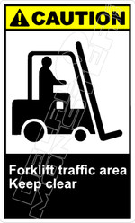Caution 108V - forklift traffic area keep clear 