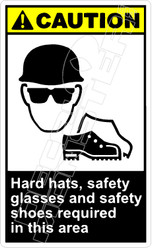 Caution 124V - hard hats, safety glasses and safety shoes required