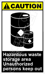 Caution 127V - hazardous waste storage area unauthorized persons keep out 