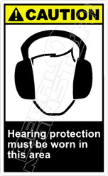Caution 128V - hearing protection must be worn in this area 