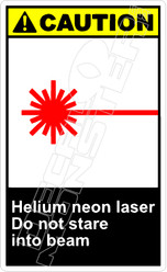 Caution 134V - helium neon laser do not stare into beam 