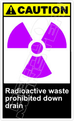 Caution 240V - radioactive waste prohibited down drain 