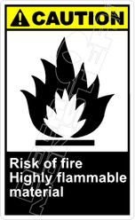 Caution 249V - risk of fire highly flammable material 