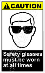 Caution 251V - safety glasses must be worn at all times