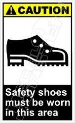 Caution 258V - safety shoes must be worn in this area