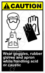 Caution 316V - wear goggles, rubber gloves and apron while handling acid