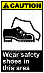 Caution 323V - wear safety shoes in this area